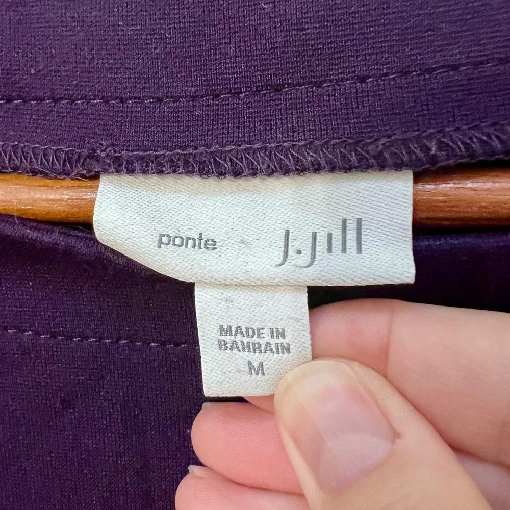 J. Jill Purple Ponte Knit Boat Neck 3/4 Sleeve Top Womens Medium - Picture 3 of 6